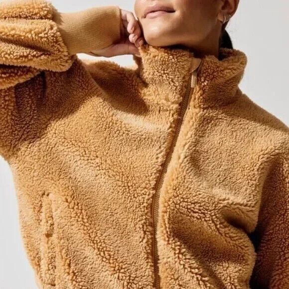 Carbon38 Women's Size M Teddy Zip Up Jacket Roots CRB21184 Brown Camel - Picture 1 of 14